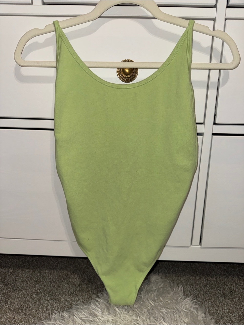Aritzia TNA - Sherbert Green Scoop Neck Openback Bodysuit